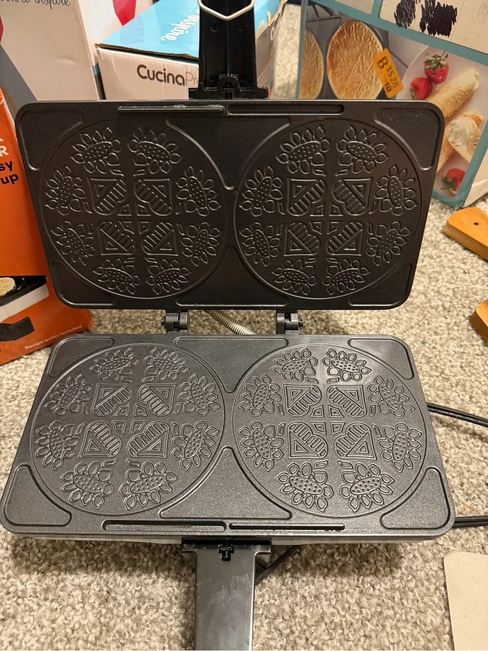 MasterChef Krumkake Cookie Maker - White and Black Non-Stick Dual Baker